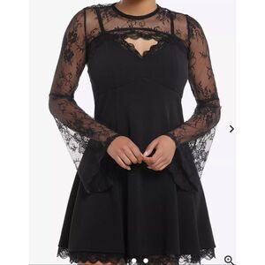 Hot Topic Cosmic Aura Lace Crop Bolero Shrug Twofer Cami Dress Black Nwt Small